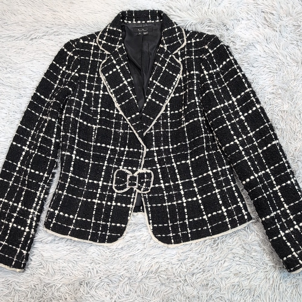 Vintage ECI New York Jacket Womens 10 Black‎ Wool Blend Blazer Cozy Career